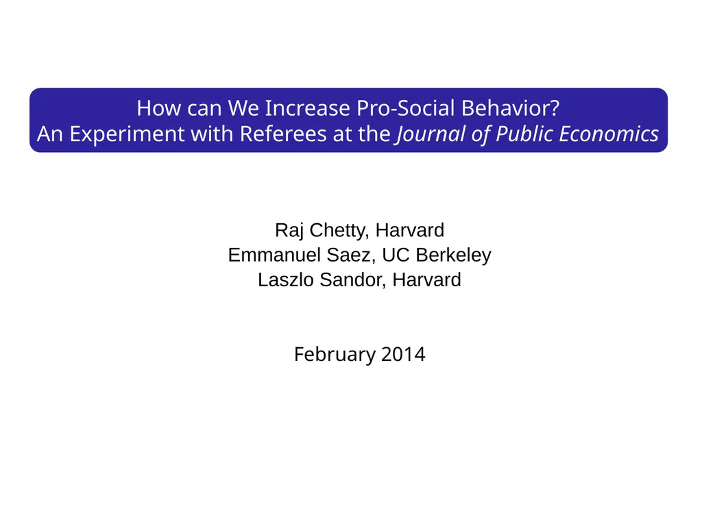 How can We Increase Pro-Social Behavior? An - slide 1 of 41