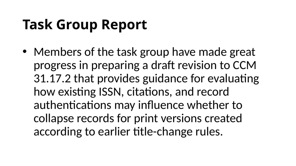 CONSER TG on Description Alignment for - slide 3 of 3