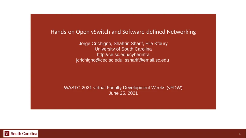 1 Hands-on Open vSwitch and Software-defined - slide 1 of 11