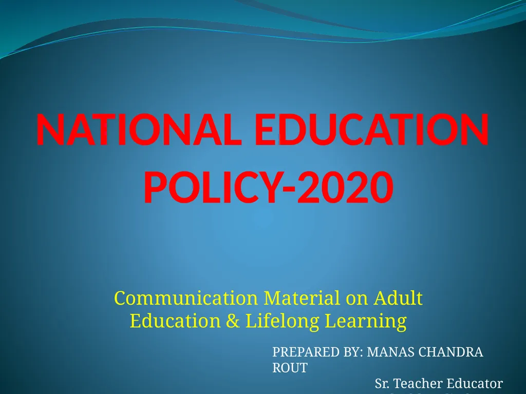 Communication Material on Adult Education & - slide 1 of 9