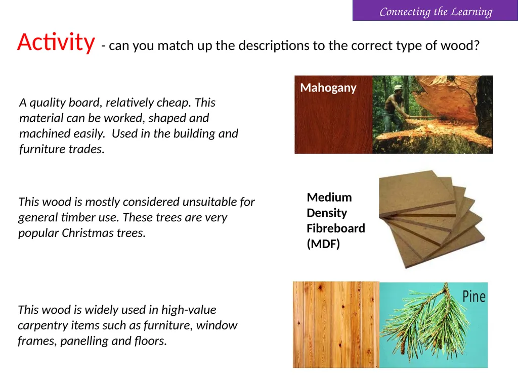 Activity Where does wood come from? 2. Name as - slide 2 of 2