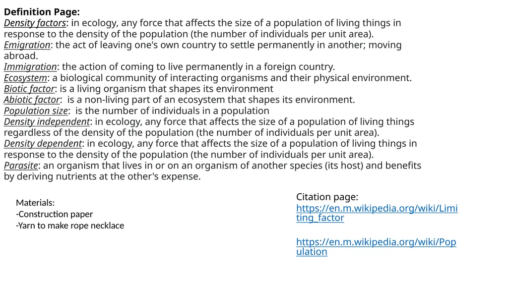 DEER LAB Title: Limiting Factor Deer Population - slide 7 of 7