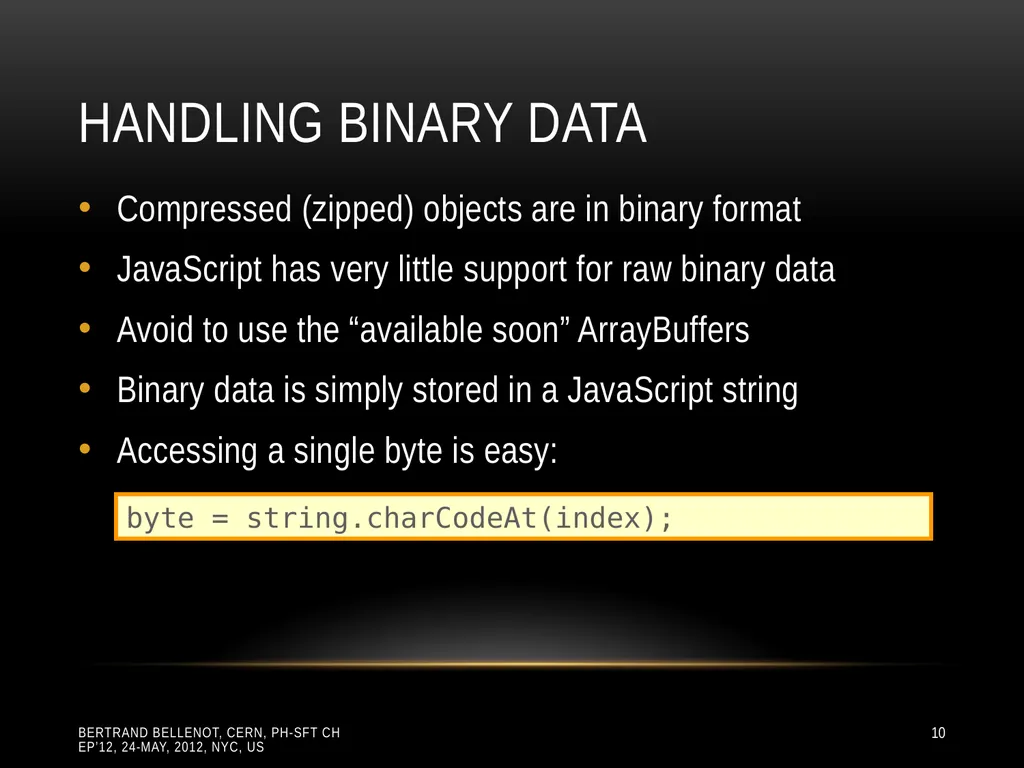 Reading ROOT files in any browser ROOT I/O in - slide 10 of 30