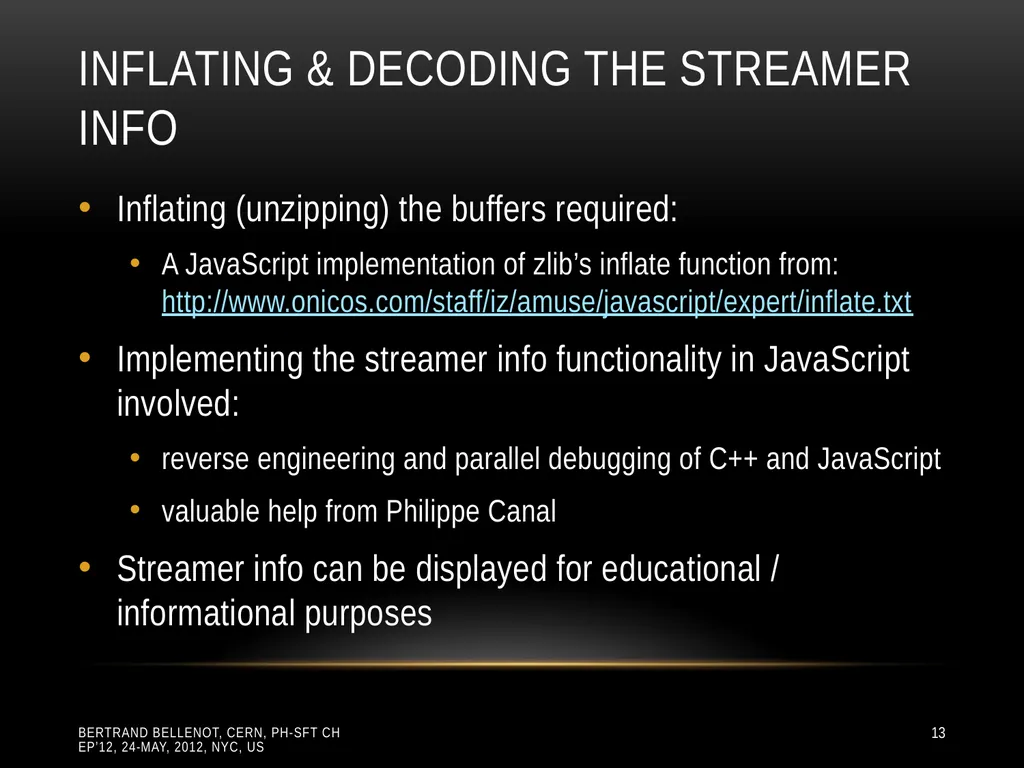 Reading ROOT files in any browser ROOT I/O in - slide 13 of 30