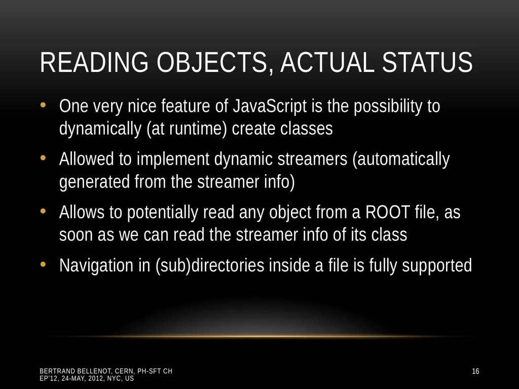 Reading ROOT files in any browser ROOT I/O in - slide 16 of 30