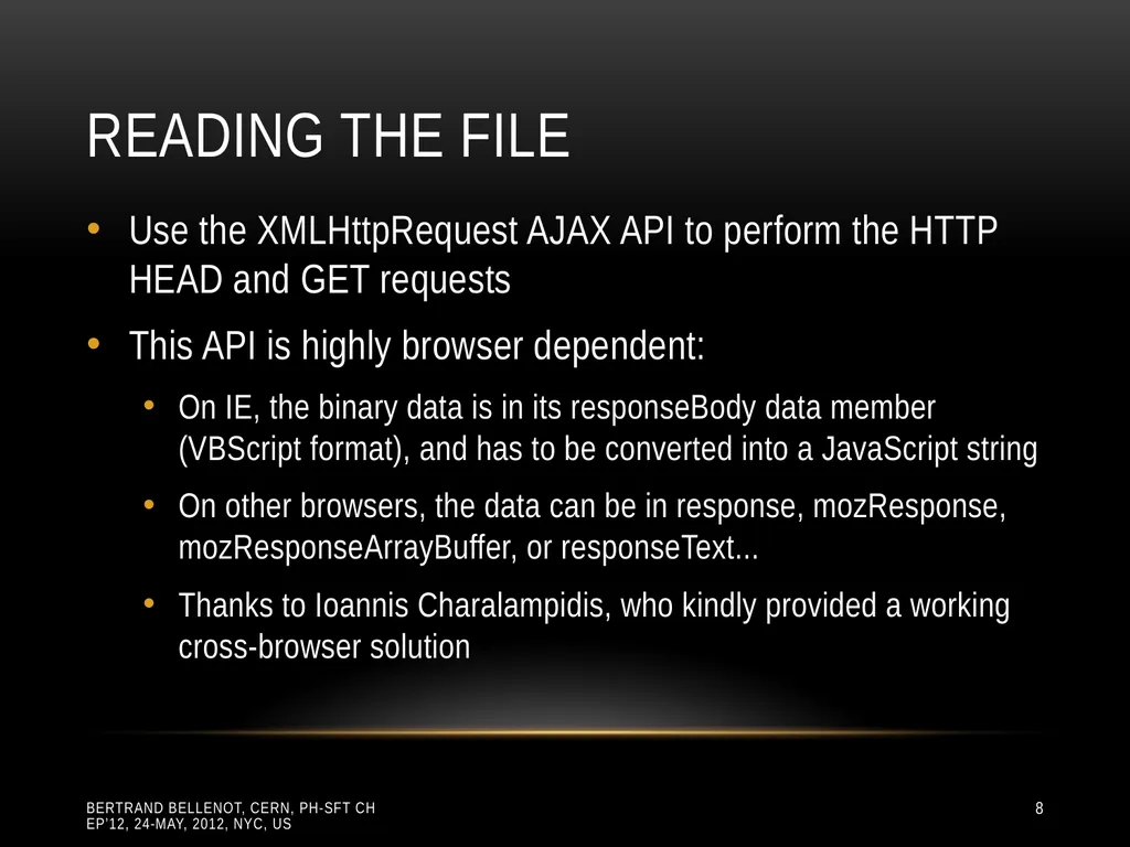 Reading ROOT files in any browser ROOT I/O in - slide 8 of 30