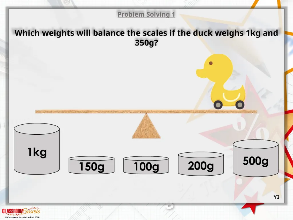 Reasoning 1 Which scale shows the heaviest weight? - slide 5 of 9