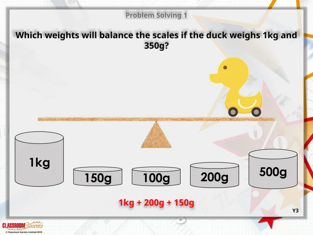 Reasoning 1 Which scale shows the heaviest weight? - slide 6 of 9