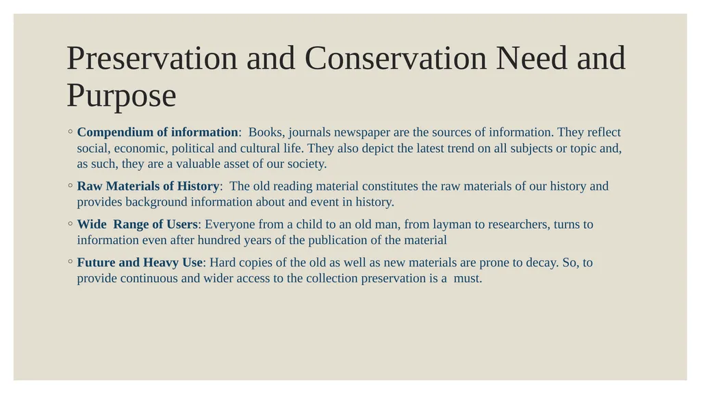 MLIS/1/CT/02 Unit 1: Preservation and conservation - slide 5 of 14