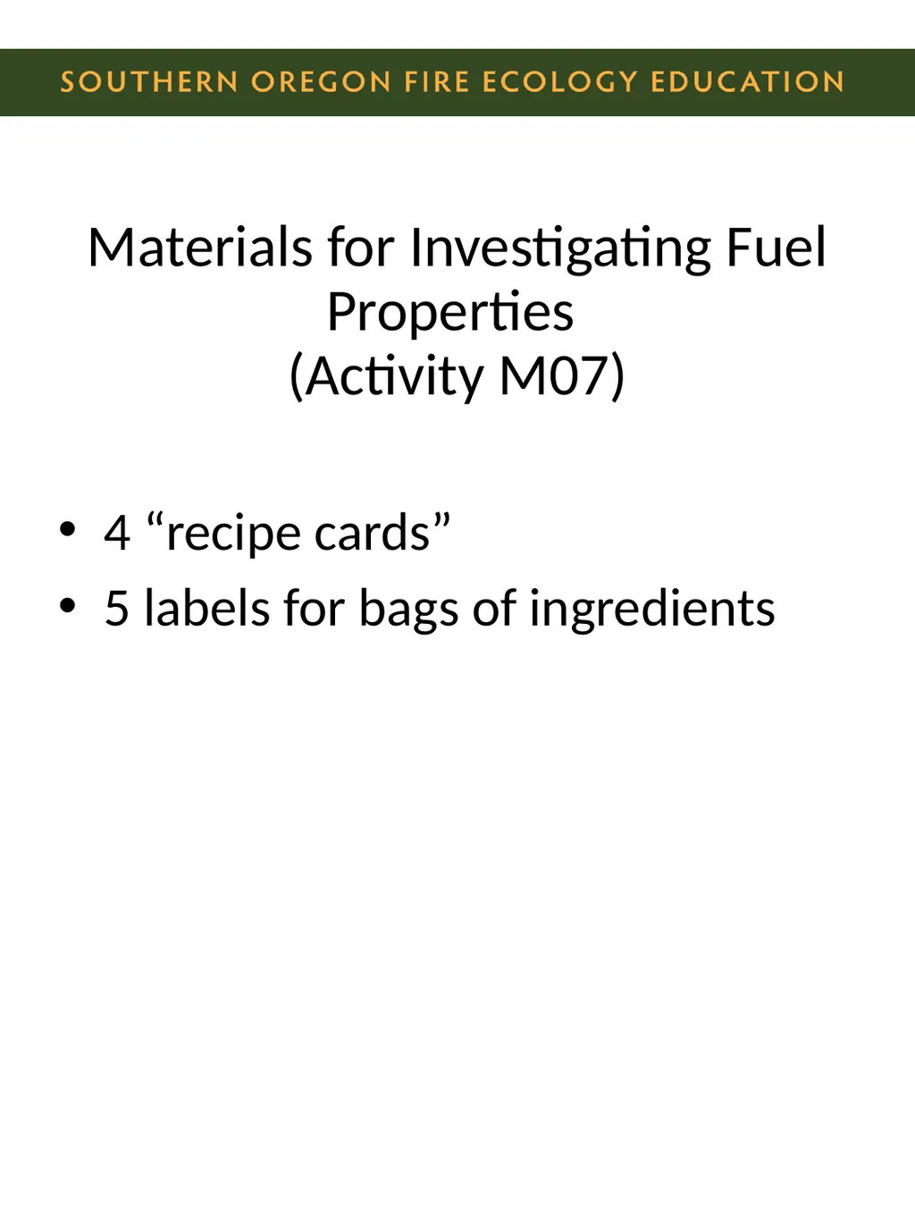 Materials for Investigating Fuel Properties - slide 1 of 4