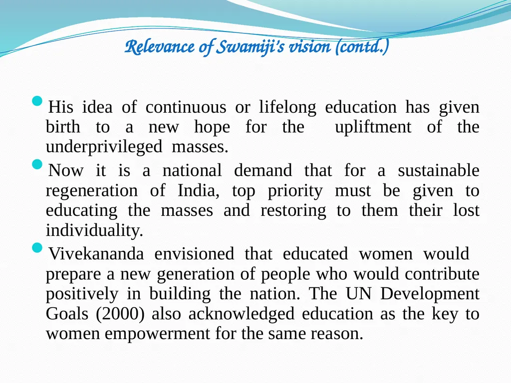 Vivekananda’s Vision of Education for Women and - slide 10 of 12