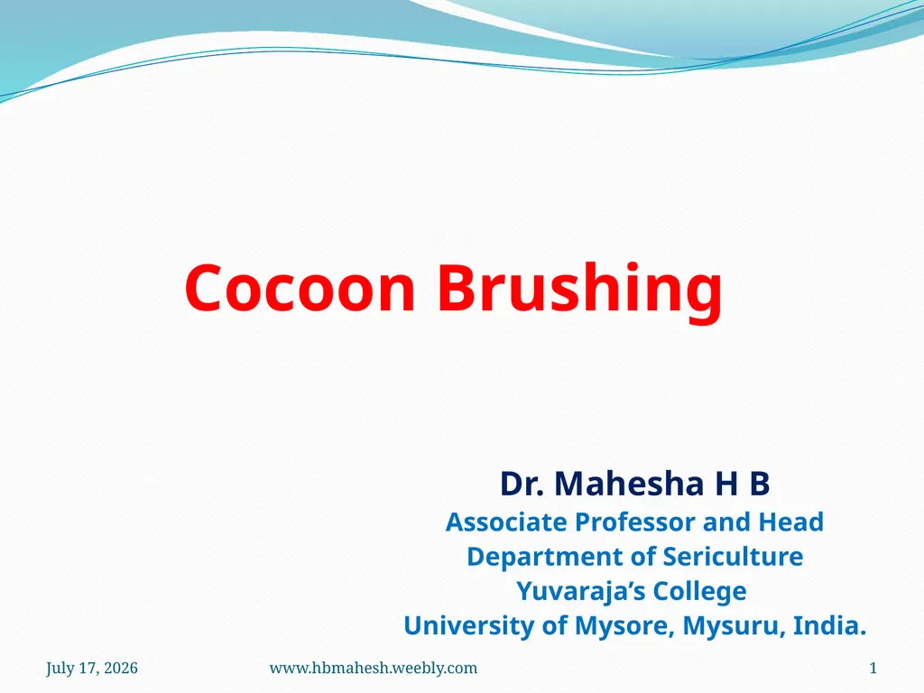 Cocoon Brushing Dr. Mahesha H B Associate - slide 1 of 10