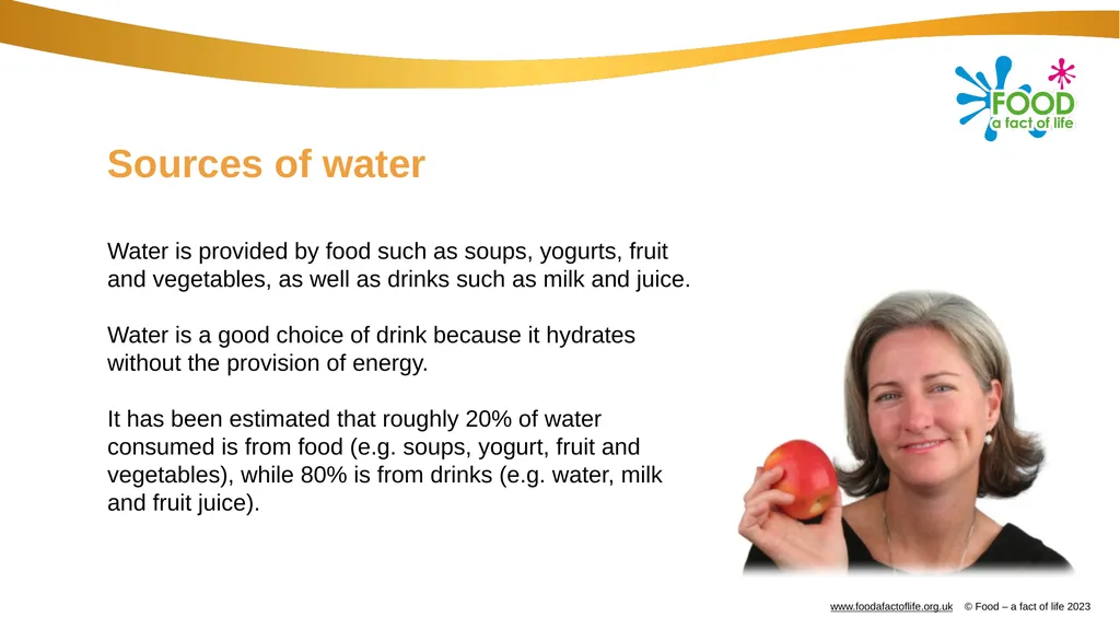 Hydration Water Our body is nearly two-thirds - slide 4 of 10
