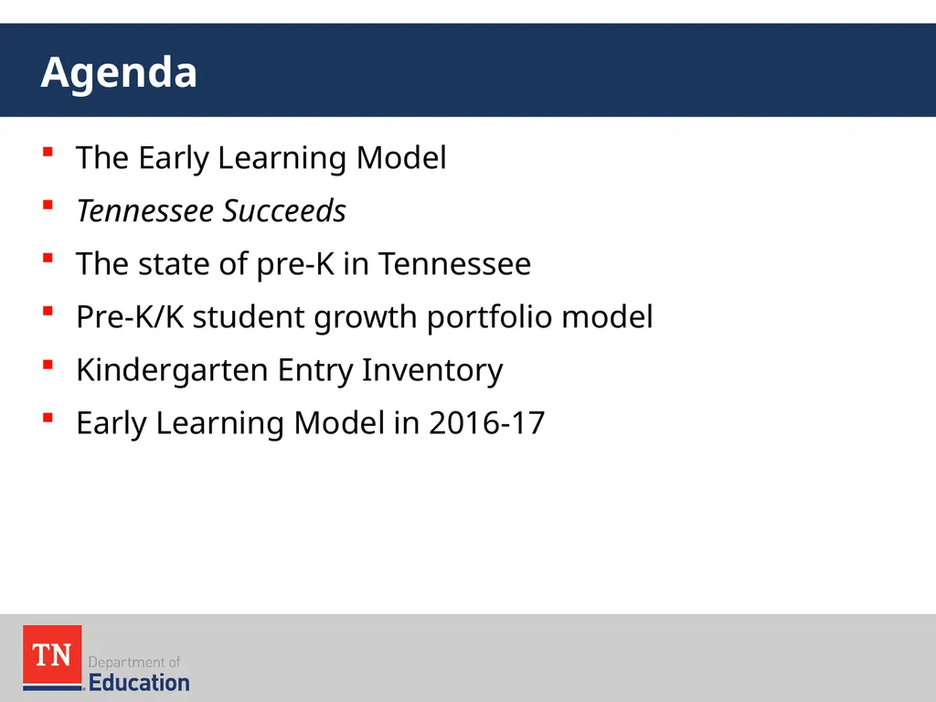Early Learning Model Overview August 2016 The - slide 2 of 65