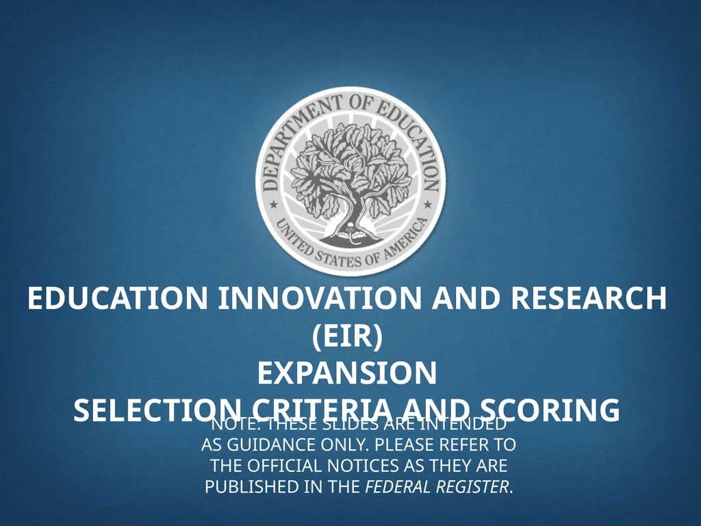 Education Innovation and Research (EIR) Expansion - slide 19 of 19