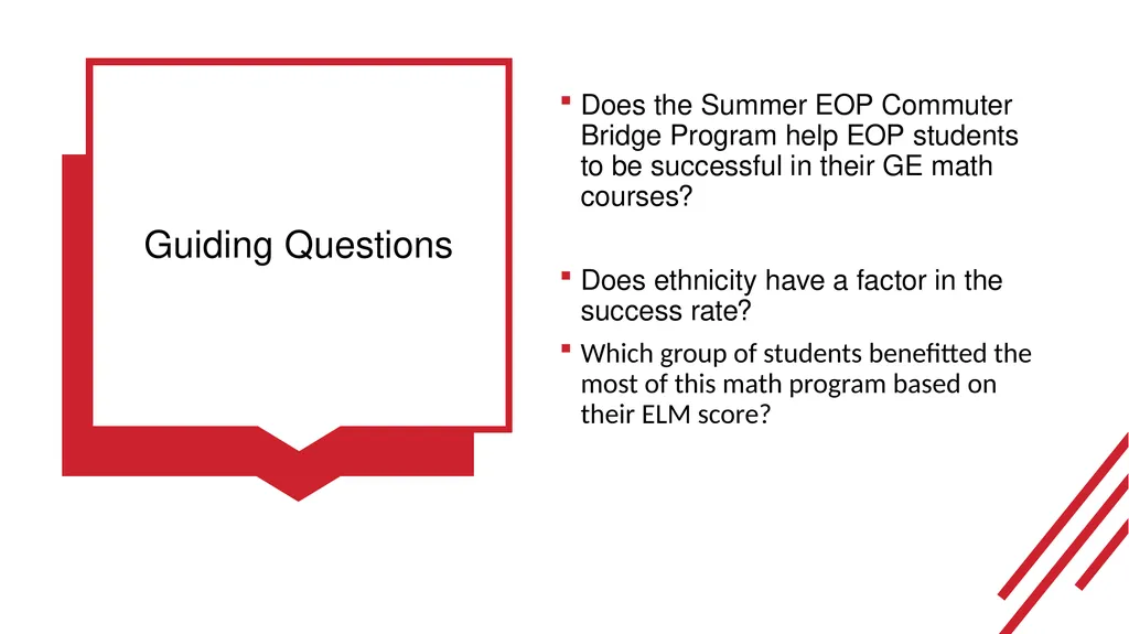 Guiding Questions Does the Summer EOP Commuter - slide 2 of 5