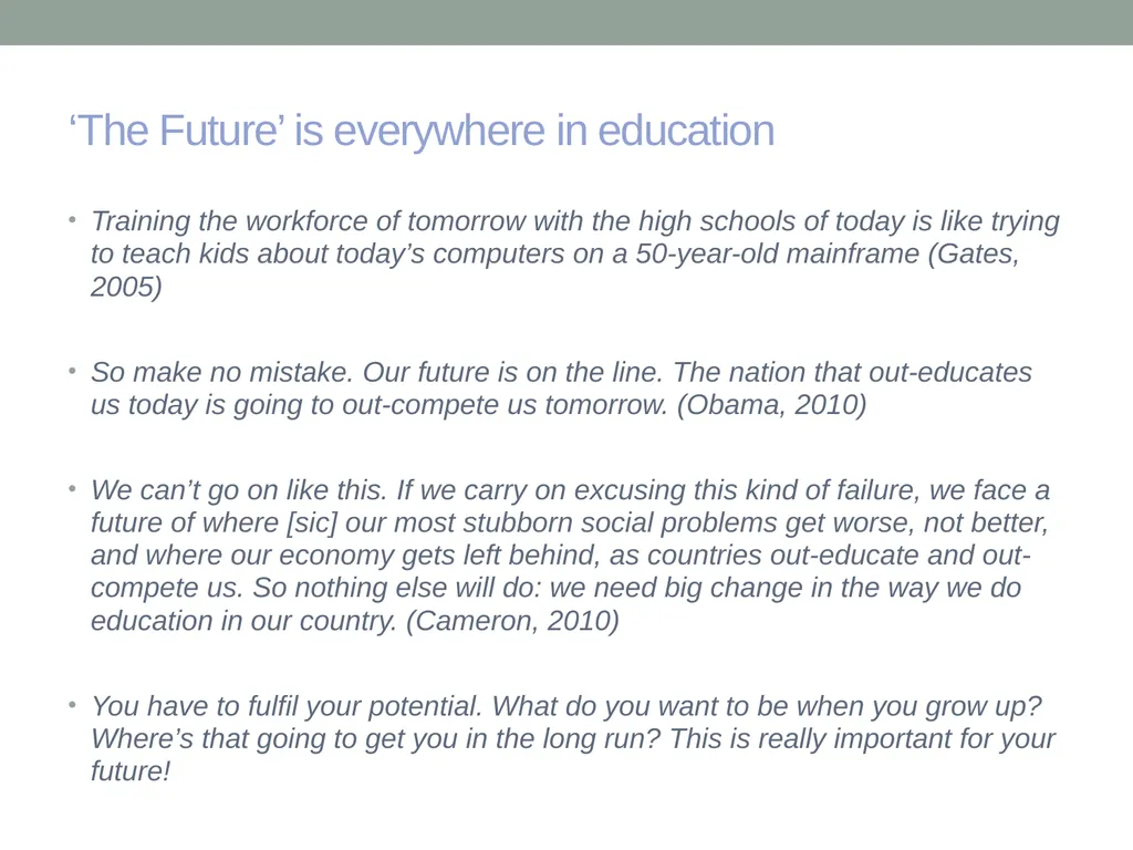 EDUCATION & ‘the FUTURE’ – exploring a problematic - slide 2 of 47