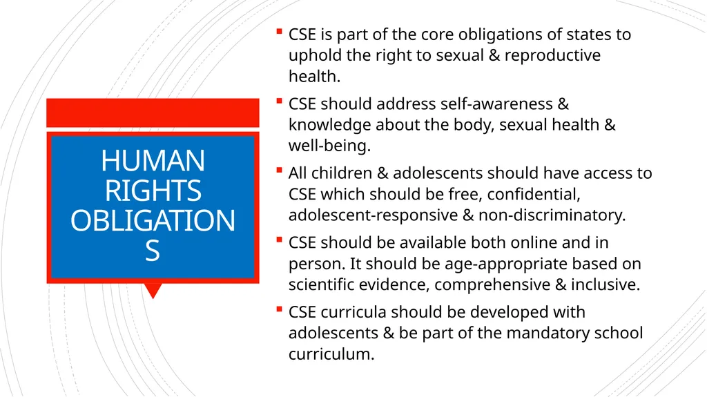 COMPREHENSIVE SEXUALITY EDUCATION (CSE) PROVISION - slide 4 of 8