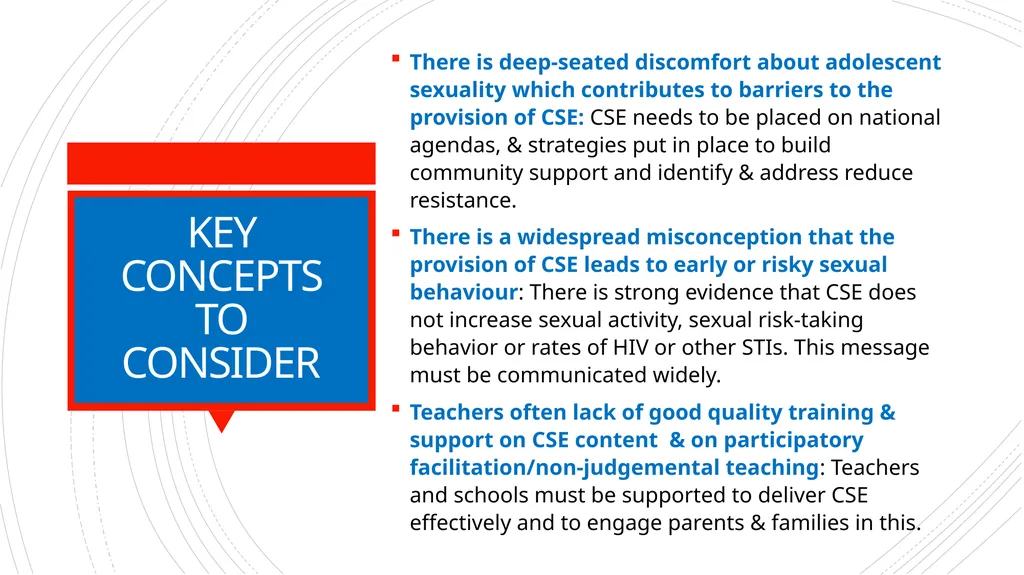 COMPREHENSIVE SEXUALITY EDUCATION (CSE) PROVISION - slide 5 of 8