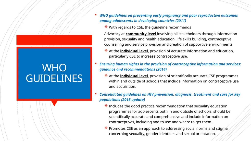 COMPREHENSIVE SEXUALITY EDUCATION (CSE) PROVISION - slide 6 of 8