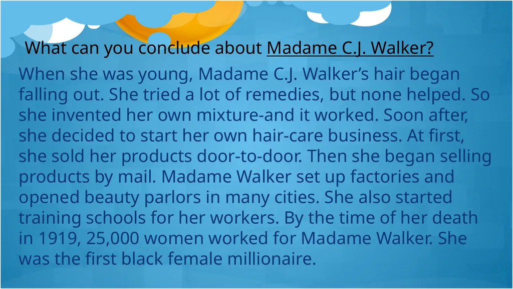 Drawing Conclusions Conclusions should be clearly - slide 5 of 6