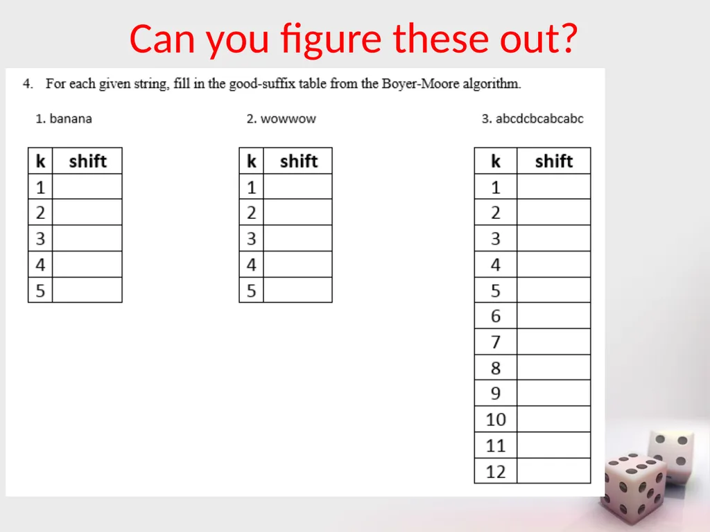 MA/CSSE 473 Day 25 Student questions String search - slide 18 of 20