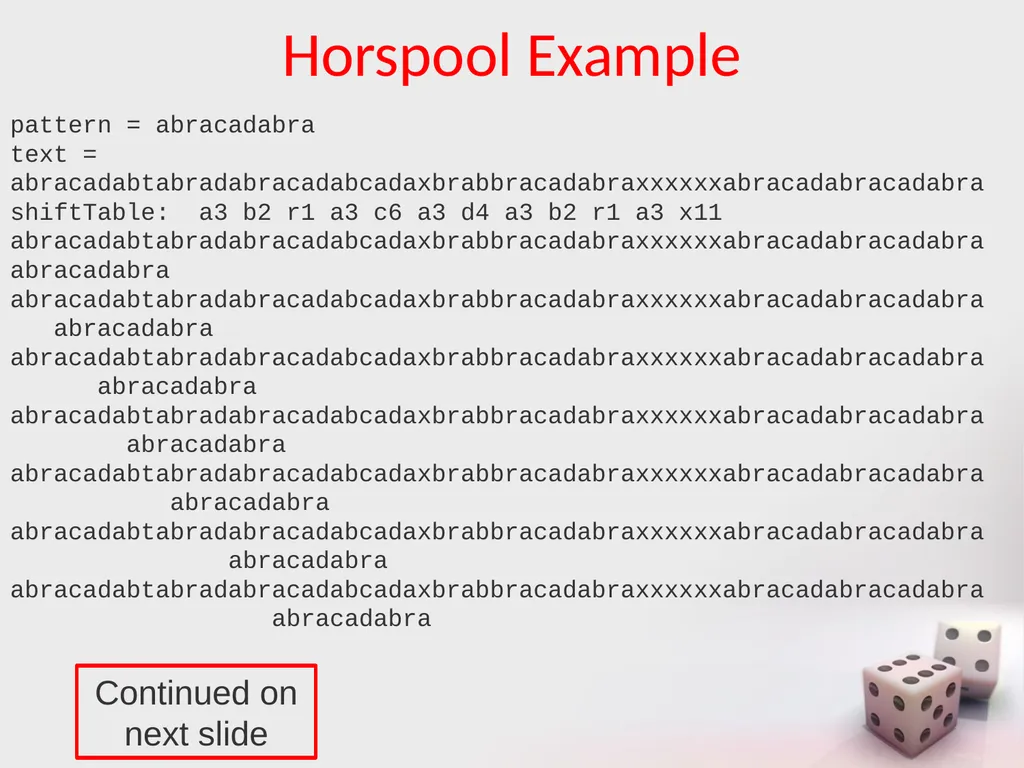 MA/CSSE 473 Day 25 Student questions String search - slide 12 of 20
