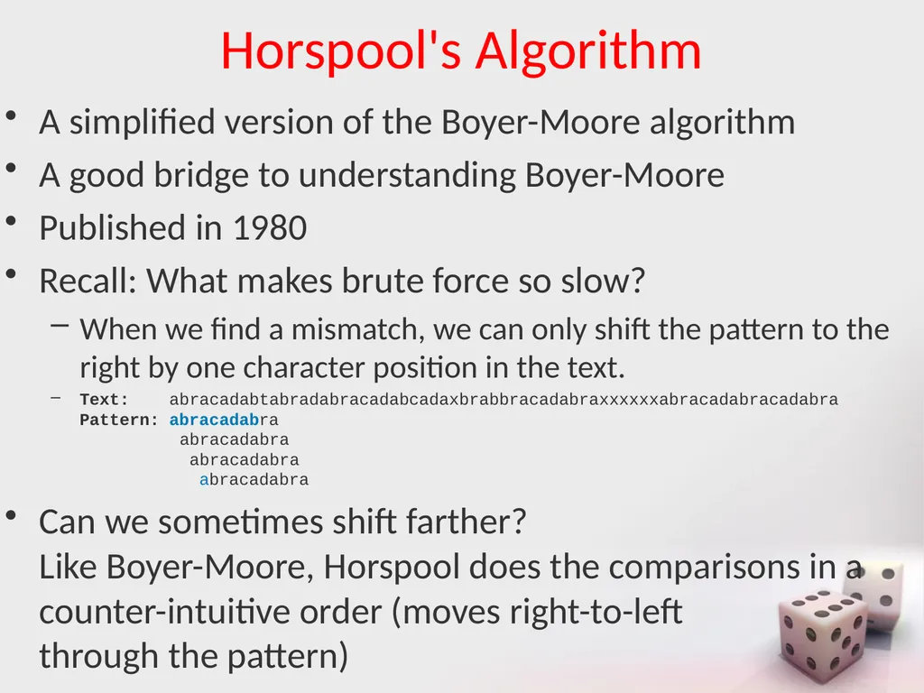 MA/CSSE 473 Day 25 Student questions String search - slide 6 of 20