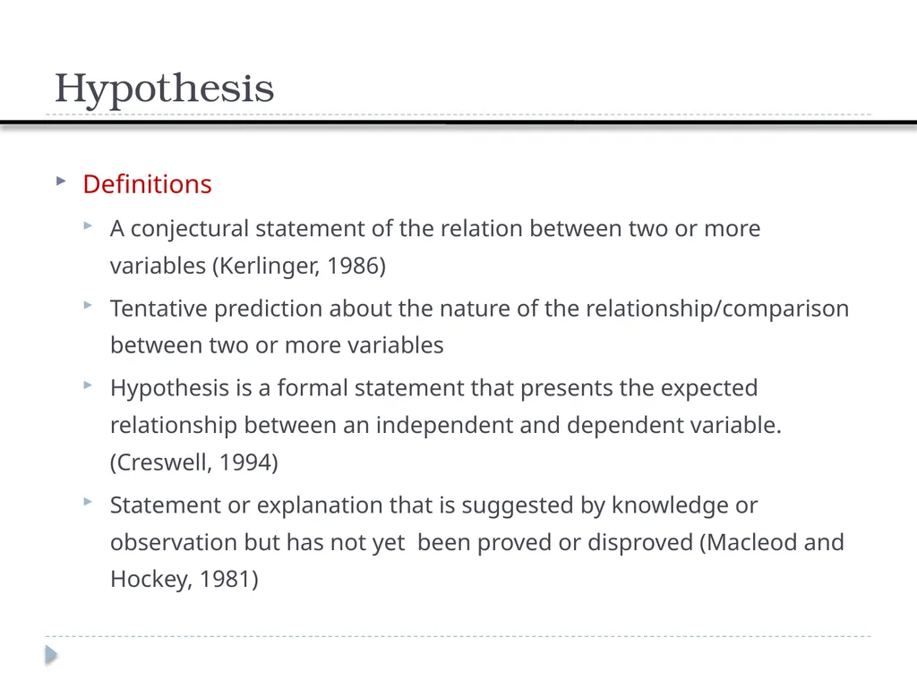 Constructing Hypothesis Week 7 Department of RS - slide 6 of 22