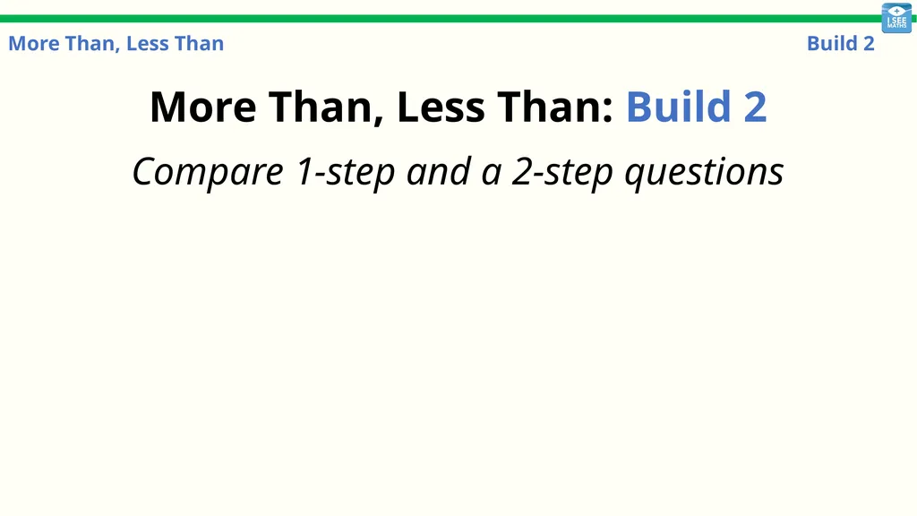 More Than, Less Than Build 1 More Than, Less Than: - slide 18 of 29
