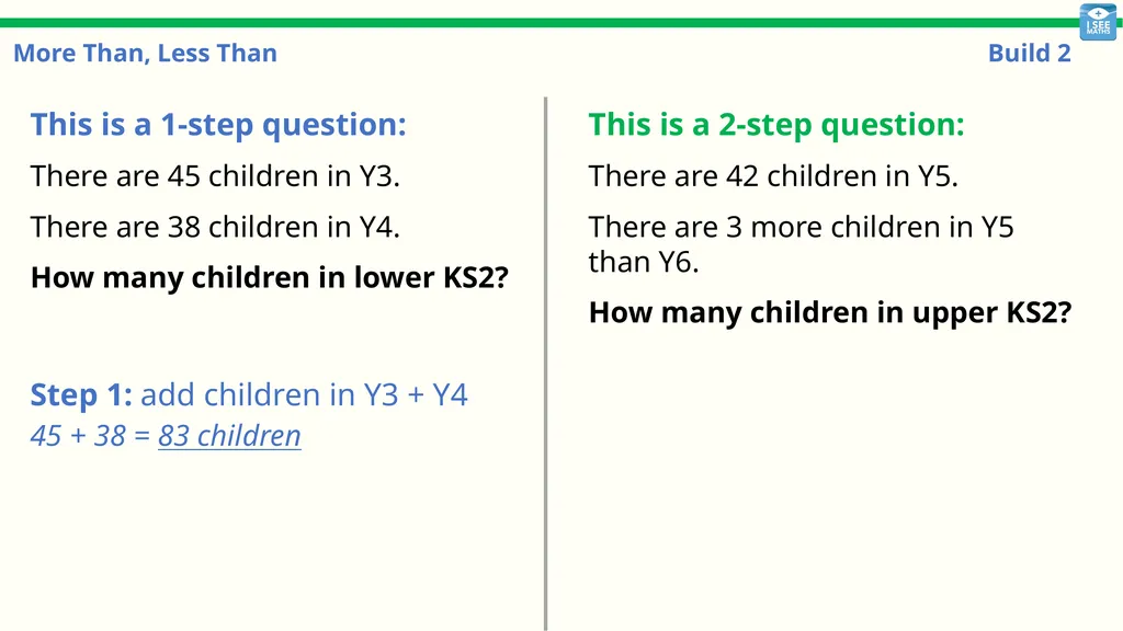 More Than, Less Than Build 1 More Than, Less Than: - slide 21 of 29