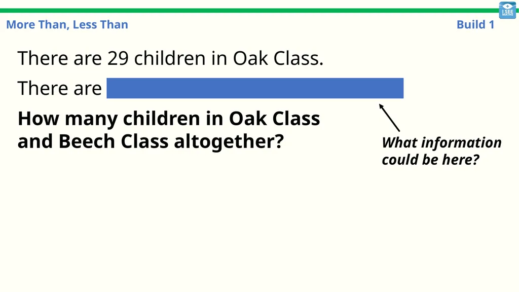 More Than, Less Than Build 1 More Than, Less Than: - slide 6 of 29