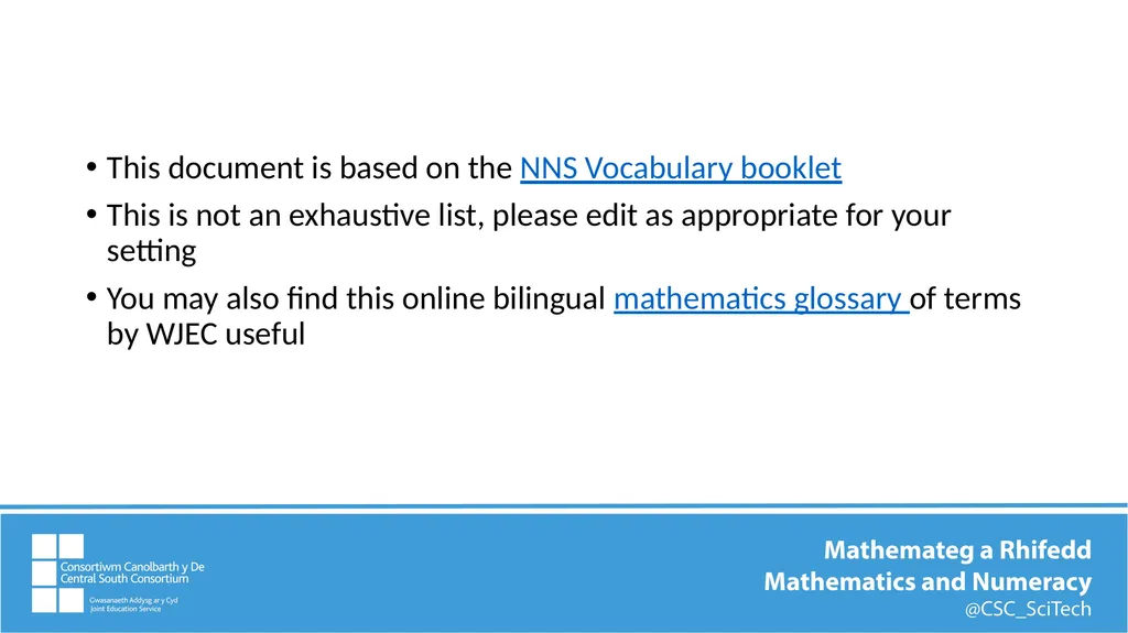 Key mathematics vocabulary Measures (length)– - slide 2 of 9