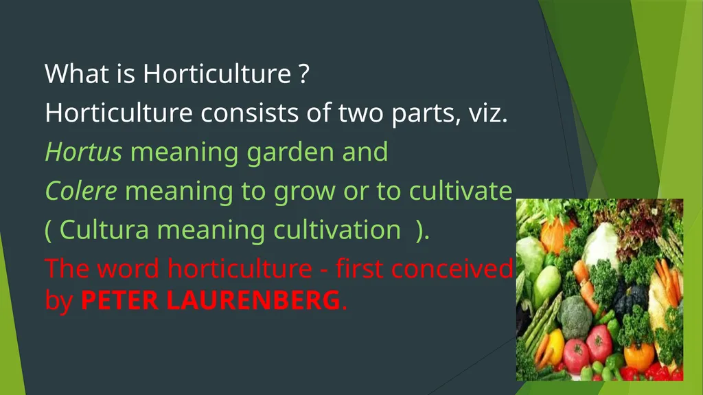 HORTICULTURE What is Horticulture ? Horticulture - slide 2 of 30