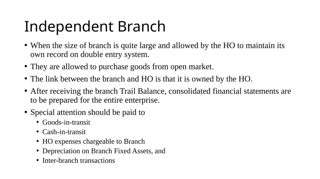 Chapter BRANCH ACCOUNTING Branch Definition: A - slide 15 of 20