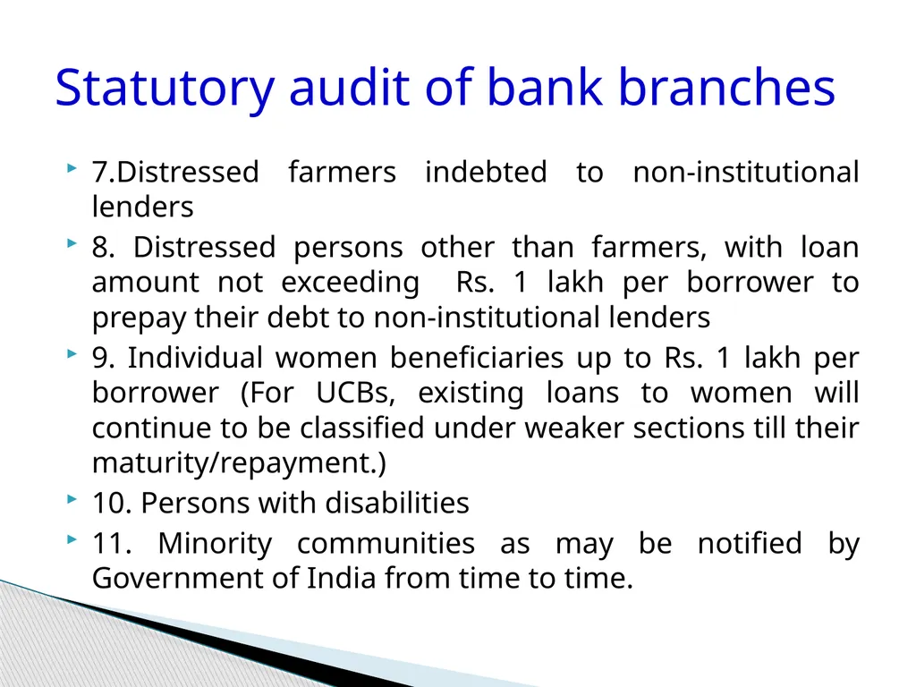 Audit of Agricultural and other priority sector - slide 135 of 136
