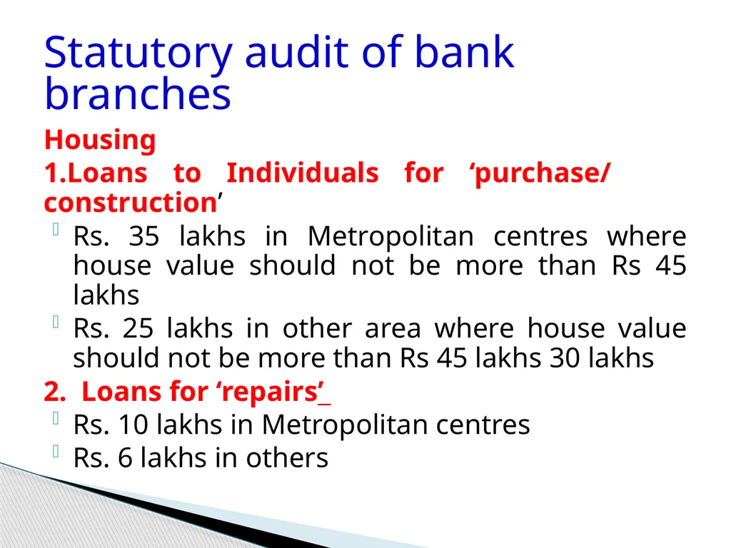 Audit of Agricultural and other priority sector - slide 122 of 136