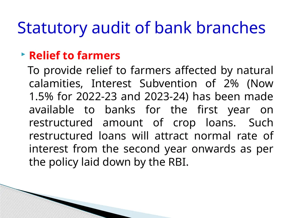 Audit of Agricultural and other priority sector - slide 78 of 136