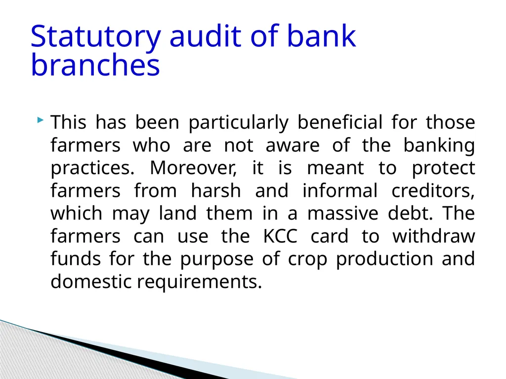 Audit of Agricultural and other priority sector - slide 84 of 136