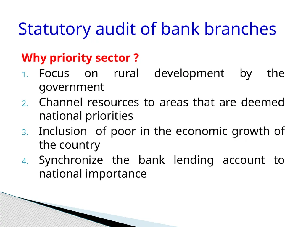 Audit of Agricultural and other priority sector - slide 2 of 136