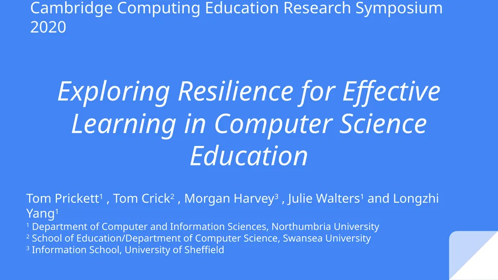 Cambridge Computing Education Research Symposium - slide 1 of 10