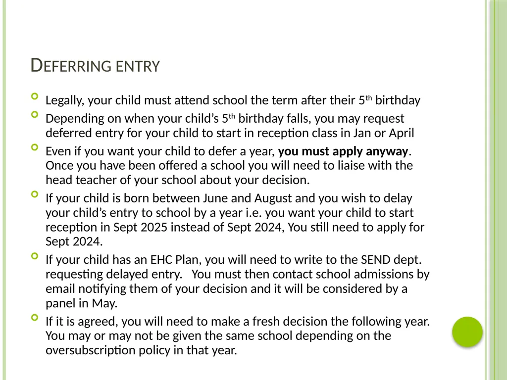 Waltham Forest Reception Transfer Information – - slide 7 of 15