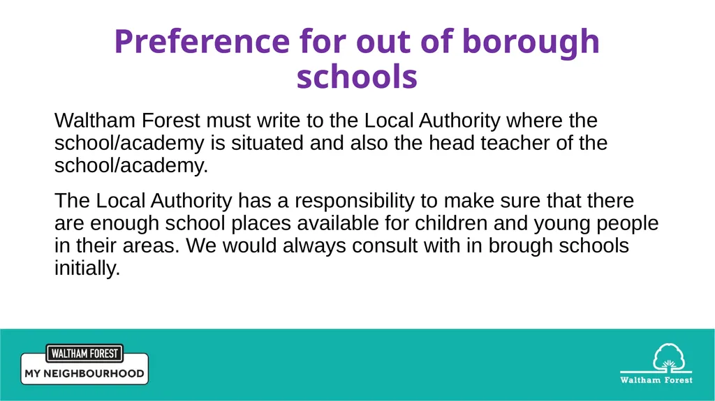Waltham Forest School Age Transfer Event for - slide 13 of 15
