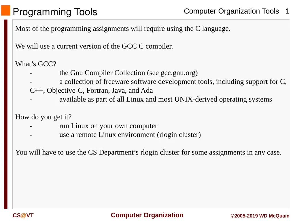 Programming Tools Most of the programming - slide 1 of 20