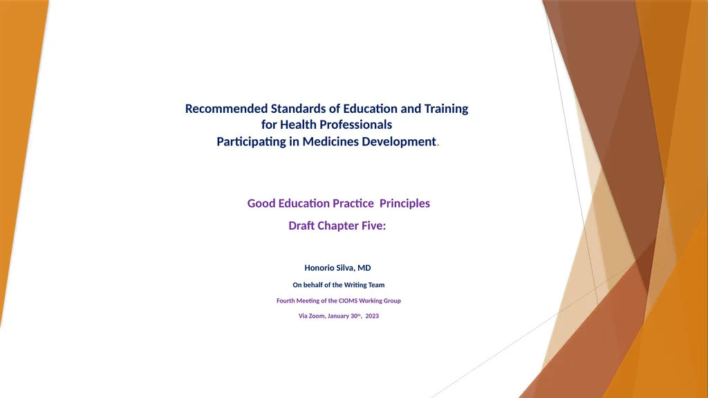Recommended Standards of Education and Training