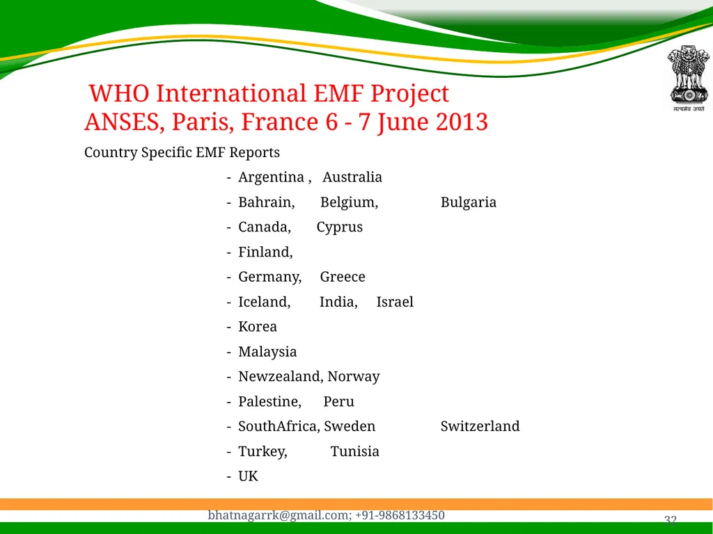 1 Presentation on EMF Radiation and Indian Case - slide 32 of 41