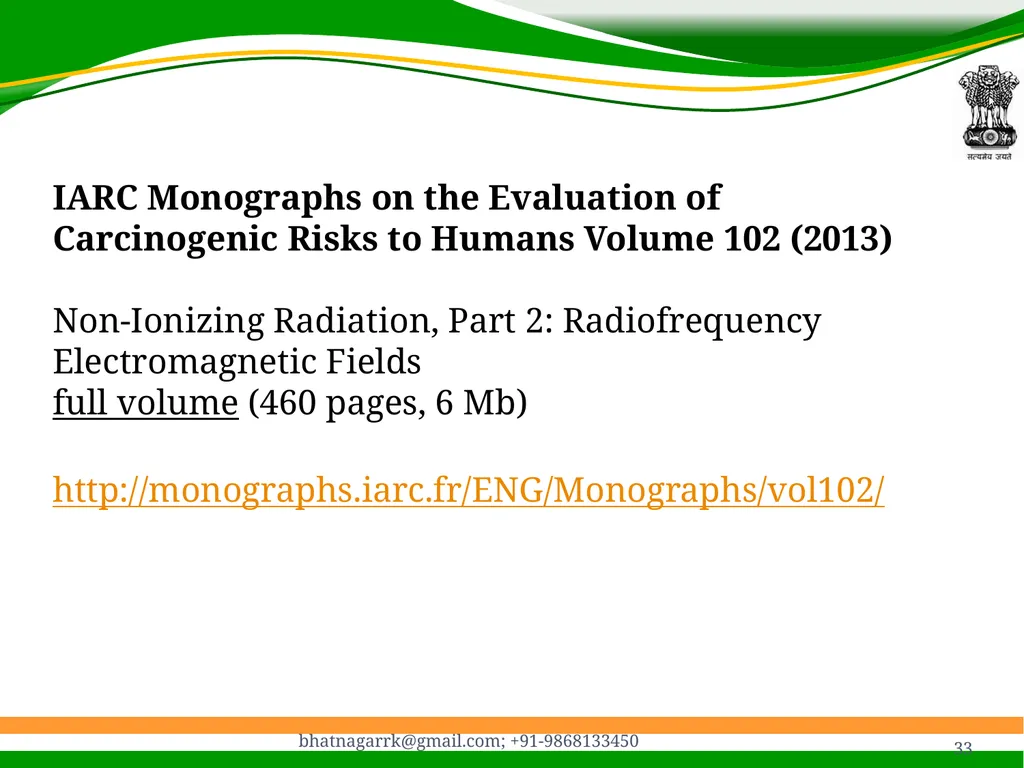 1 Presentation on EMF Radiation and Indian Case - slide 33 of 41