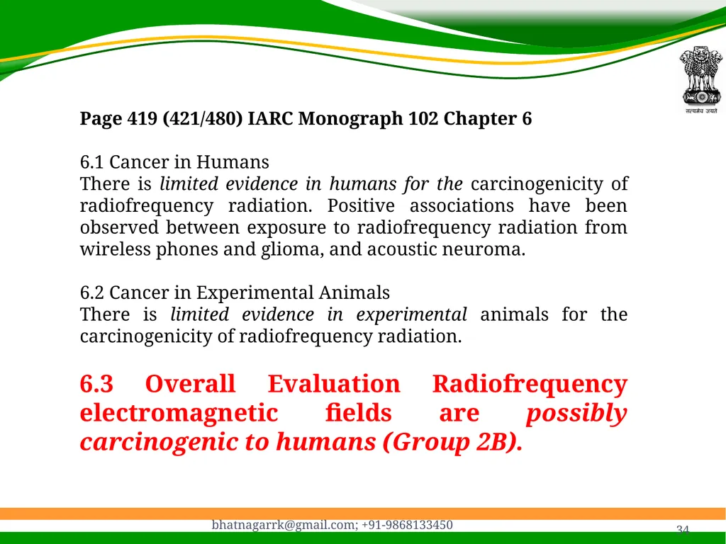 1 Presentation on EMF Radiation and Indian Case - slide 34 of 41