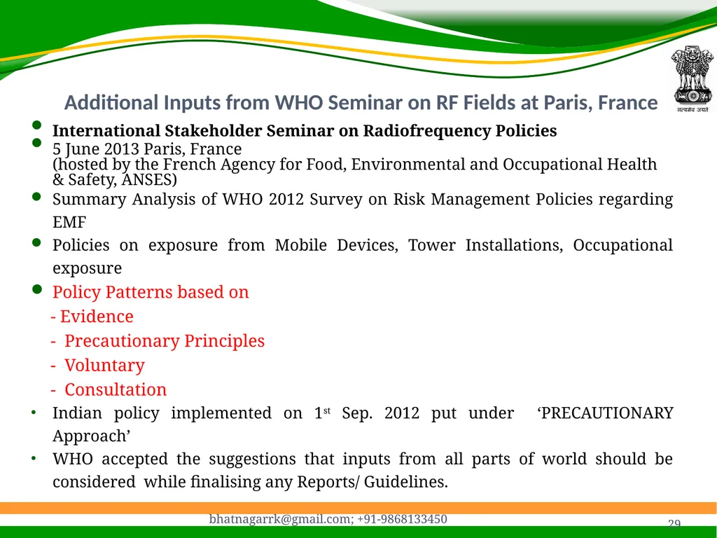 1 Presentation on EMF Radiation and Indian Case - slide 29 of 41