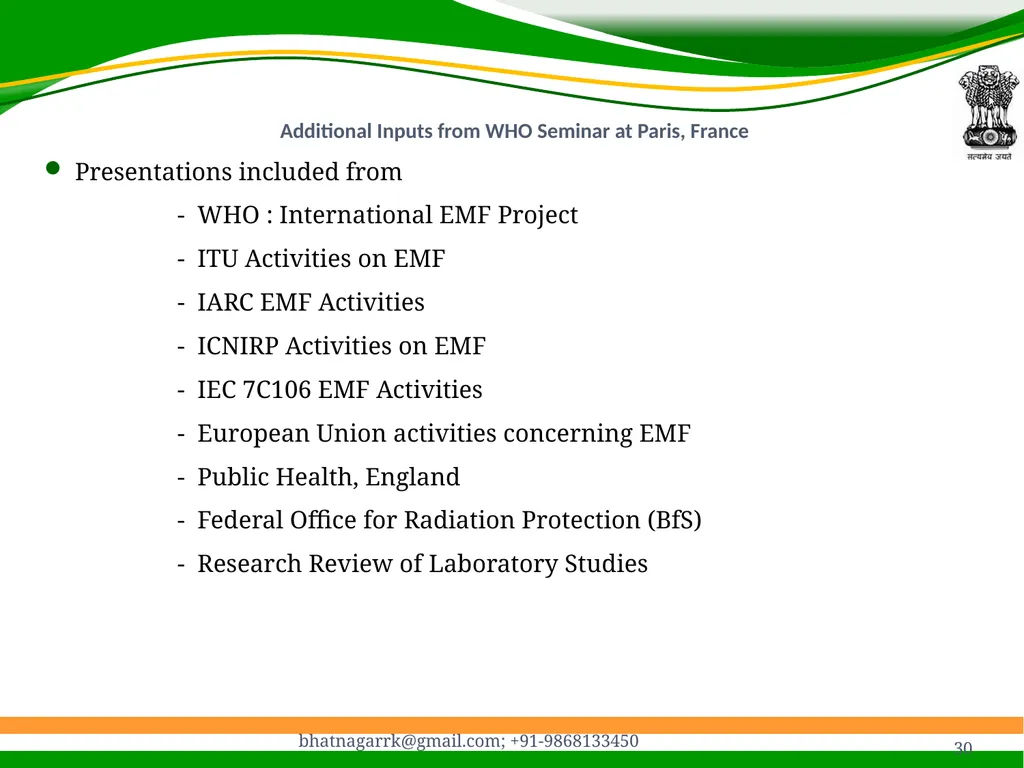 1 Presentation on EMF Radiation and Indian Case - slide 30 of 41